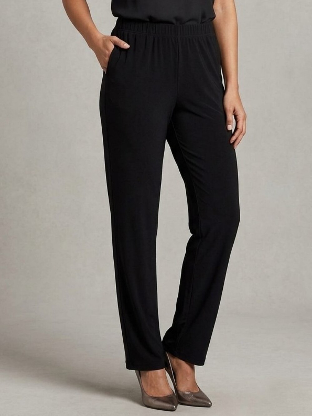 Kim & Co. Essential Black Slinky Knit Pull-On Pants - Size XXL